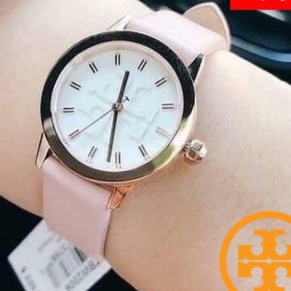 Tory Burch Accessories - TORY BURCH Gigi Pink Leather Strap Watch 28mm NWT